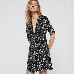All Saints Black and White A-Line Mini Dress
